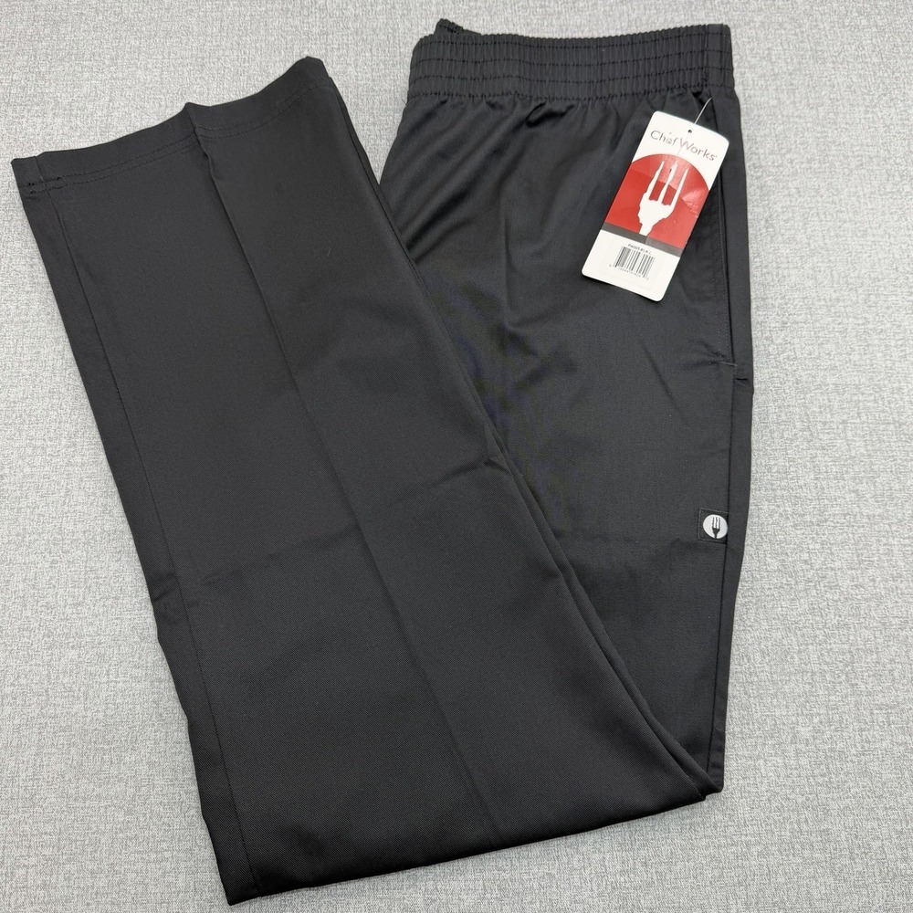 Chef Works Lightweight Slim Pants Men's Size Large (Actual Fits 32x32) Black NWT
